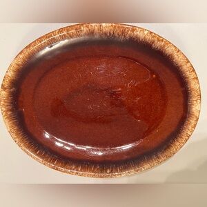 Vintage Hull Brown Drip Glaze Oval Ceramic Platter